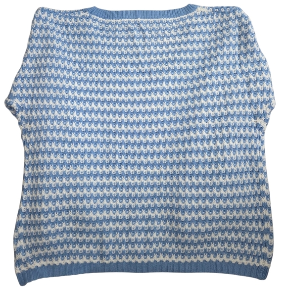 Blue and White V-Neck Striped Sweater - Picture 6 of 6